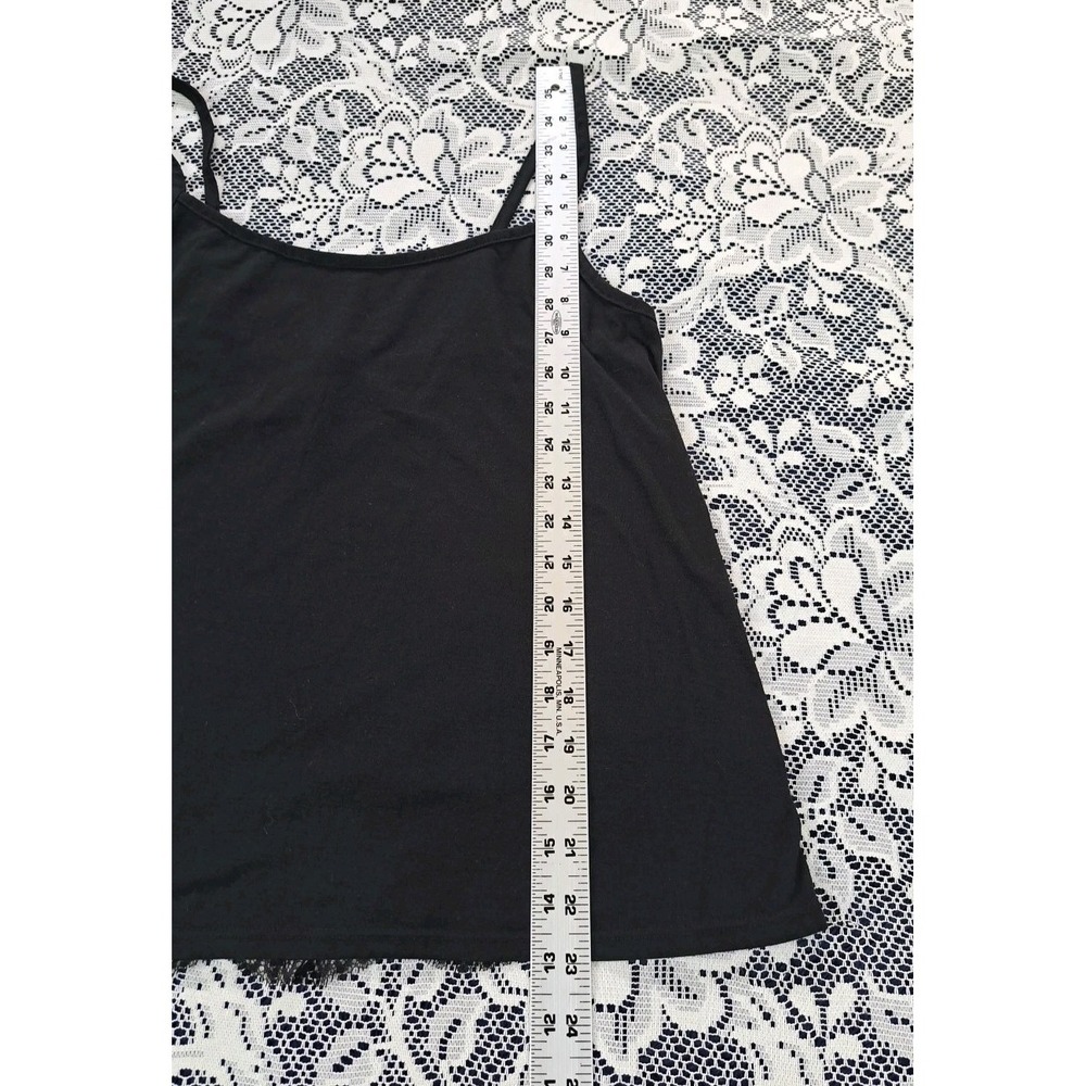 Adore Me Camisole Top M Jet Black Lace Back Adjustable Spaghetti Straps NWT - Picture 7 of 8